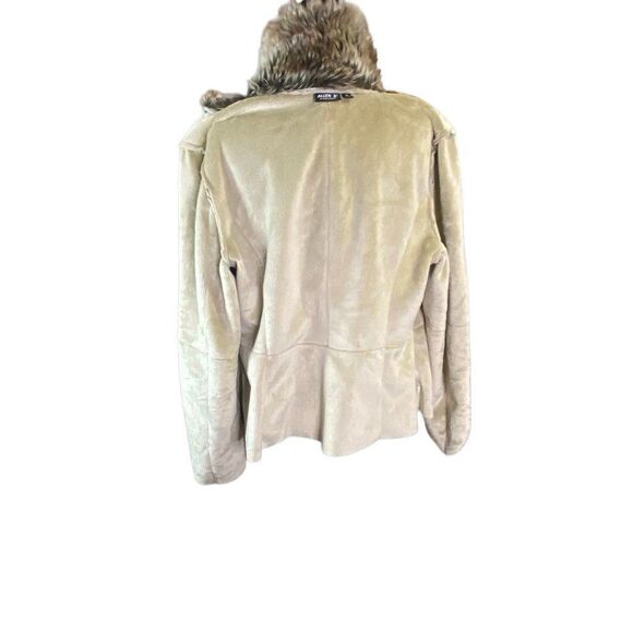Allen B by Allen Schwartz Faux Fur Synthetic Shearling Brown Suede XL Jacket - Picture 6 of 7